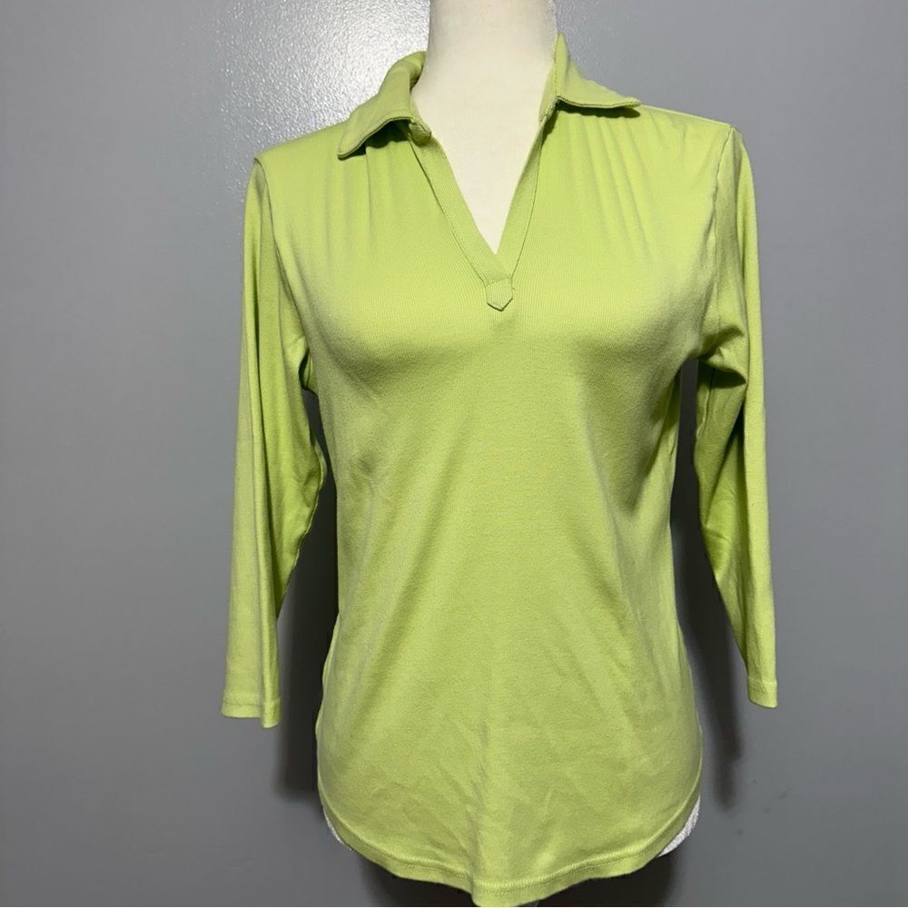 Talbots lime, green three-quarter sleeve shirt size M